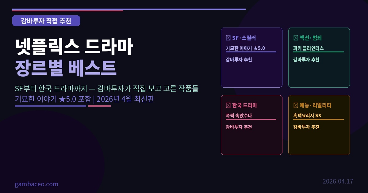 넷플릭스 드라마 장르별 베스트 — 감바투자가 직접 보고 고른 작품들